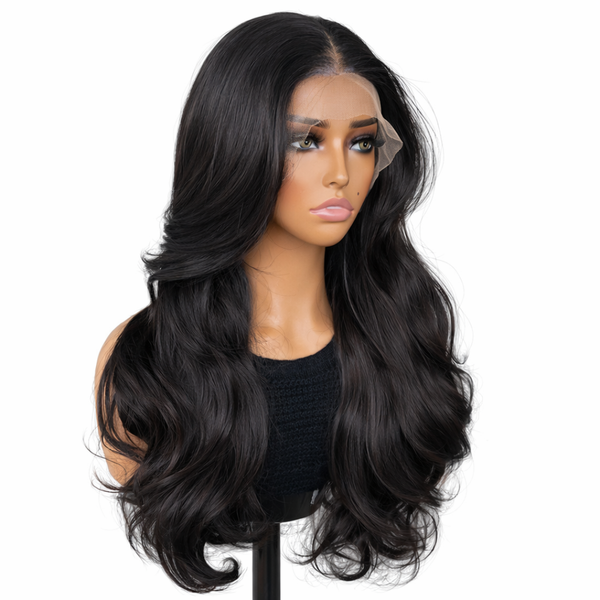 Black Curtain Bangs Wig